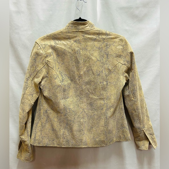 Suede Snakeskin Printed Fitted Zip Up Jacket S - Picture 6 of 10